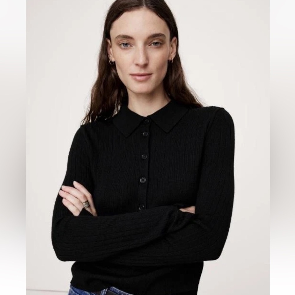 🆕 Banana Republic Ribbed Merino Polo Sweater